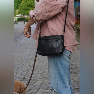 Black Leather Crossbody Bag Genuine Leather by Day and Mood Scandi Denmark 🇩🇰